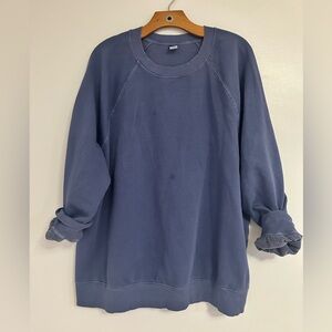 Old Navy Blue Oversized 3/4 Sleeve Sweatshirt
